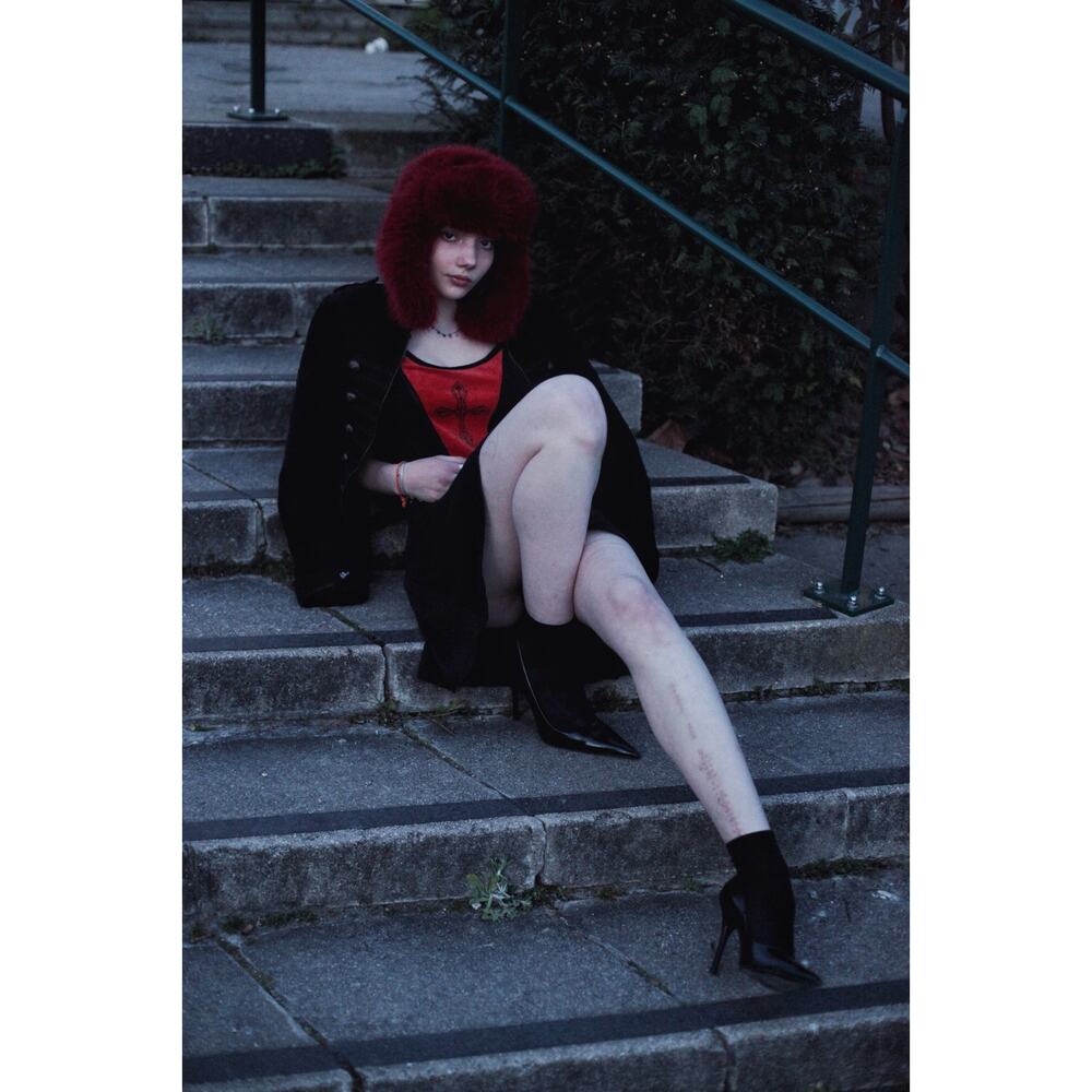 90's Goth Cotton Mini Dress